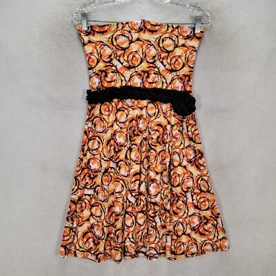 Túnica feminina Y2K laranja rodopiada simulada floral com cinto sem alças tamanho M - Imagem 1 de 4