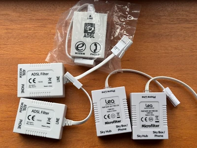 5 x ADSL Filters Phone Microfilters CE Approved. Also 3m modem cable. - Image 1 of 4