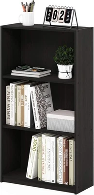 Furinno Basic 3-Tier Bookcase Storage Shelves, Espresso 3-Tier,  - Image 1 of 4