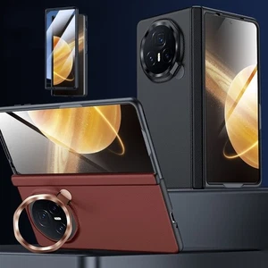 Genuine Leather Hinge Full Body Lens Stand Case + Glass For Honor Magic V3 5G - Picture 1 of 27
