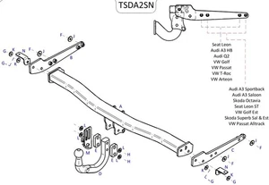 Barra de remolque de acero automotriz Towtrust Swan Neck para Seat Leon 2020 - en adelante - Imagen 1 de 8