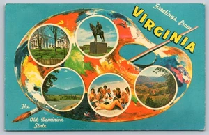 Postcard Virginia Multi-View Greetings Richmond Capitol Stonewall Jackson - Picture 1 of 2