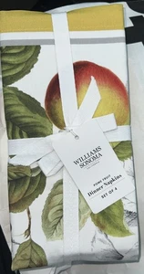 NEW Williams Sonoma POME FRUIT Autumn Harvest Cotton Dinner Napkins Set of 4 NWT - Picture 1 of 1