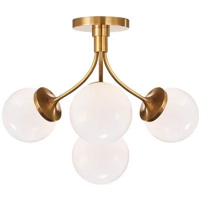 Solid Brass Visual Comfort/Kate Spade Prescott semi-flush 4 bulb light Foto 1 de 4