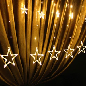 LED Lichterkette Sterne Garten Fenster Weihnachtsbeleuchtung Lichtervorhang - Bild 1 von 10