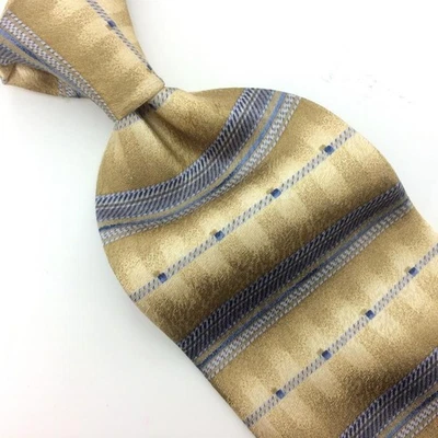 Corbata Signorcelli d'Italia amarilla gris rayas cuadradas seda para hombre I20-144 Foto 1 de 4