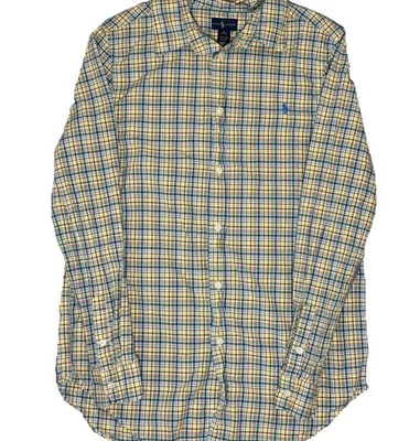 Camisa de vestir polo Ralph Lauren para niños talla XL 18-20 amarillo azul a cuadros con botones Foto 1 de 4