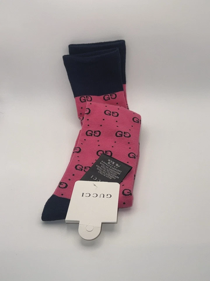 Meias longas unissex rosa/marinha Gucci GG - Imagem 1 de 3
