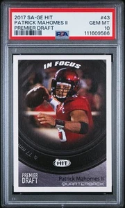 2017 Sage Hit Premier Draft IN FOCUS Patrick Mahomes Rookie PSA 10 Chiefs - Picture 1 of 3