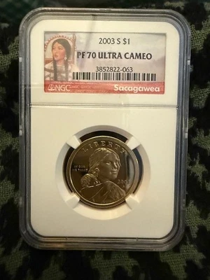 2003 S SACAGAWEA Dollar NGC PF70💥FLAWLESS QUALITY💥EARLY RED BANNER LABEL - Image 1 of 2
