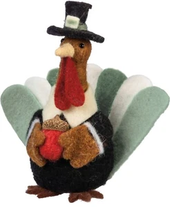 Primitives by Kathy Felt Sitting Turkey Sitter Fall Thanksgiving Critter Decor - Picture 1 of 1
