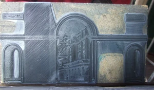 Advertising Pewter Print Block'' London  Greetings Christmas '' Paper Press 60's - Picture 1 of 11