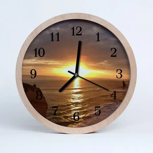 Tulup wooden clock 30fi cm wall clock kitchen clock - Sunset Nature - Picture 1 of 7