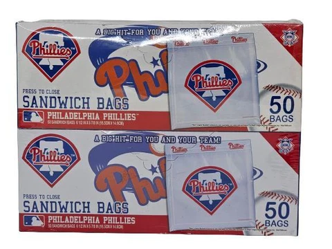 Philadelphia Phillies Sandwich Bags 2/50 Count Boxes 100 Total Genuine MLB RARE Cover