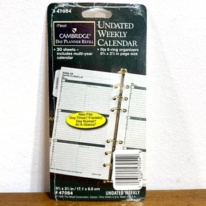 Mead Cambridge Undated Weekly Planner Refill 47054 30 Sheets 6 Ring 6 3/4x3 3/4 - Picture 1 of 4