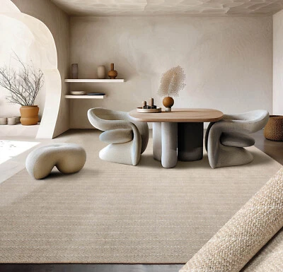 LoomBloom Multi Size Beige Hand Tufted Berber Herringbone New Zealand Wool Rug