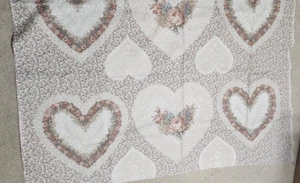 Vtg Joan Kessler for Concord Fabrics - Floral hearts-Pink - Pillow Panel Remnant - Picture 1 of 8