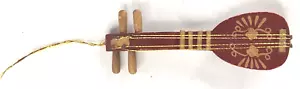 Mandoline de Noël en bois ornement ancien pays Russ Berrie vintage - Photo 1/4
