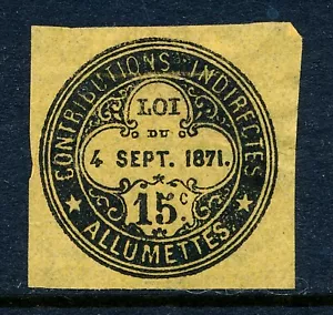 1871 France #5 Allumettes (matches) revenue stamp, fiscal, 15c prelure paper - Picture 1 of 4
