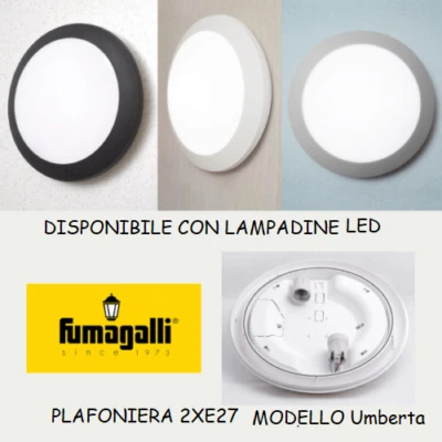 Plafoniera Rotonda Luce da Parete Lampadina LED 2xE27  IP66 Fumagalli Umberta - Immagine 1 di 2