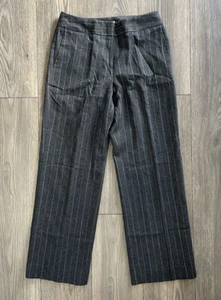 Talbots Stretch Wollmischung gestreift grau braun Reißverschluss & Haken gefütterte Hose Größe 6 - Bild 1 von 7