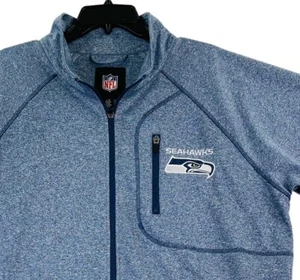 NFL Seattle Seahawks G111 Apparel Jacket Sz L Blue Full Zip Football Lightweight - Picture 1 of 11