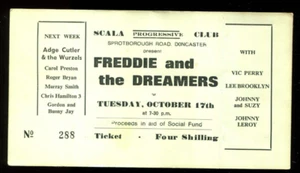 Freddie & the Dreamers: boleto de concierto original del Reino Unido 1962: SCALA CLUB Doncaster - Imagen 1 de 2