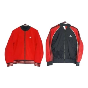 Vintage Adidas Kids Youth Size Large Track Jacket Red Black Reversible Nwt - Picture 1 of 13