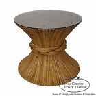 Mcguire Sheaf Of Wheat Bamboo Rattan Round Glass Top Coffee Table