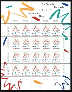 CANADA SHEET 1316phMNH 40c x 20 CANADA DAY - STYLIZED MAPLE LEAF - Picture 1 of 1