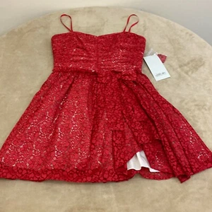 NWT Jillstuart Womens Red Sweetheart Neck Adjustable Strap Fit & Flare Dress 8 - Picture 1 of 12