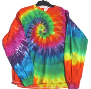Wunderschöne LANGÄRMELIGE mehrfarbige WIRBEL handgefärbte TIE DYE T-SHIRTS Größe SMALL - Bild 1 von 2