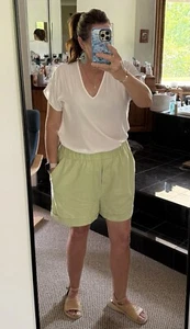 Sportsgirl High Waisted Linen Blend Pull On Shorts Navy Size 18 - Picture 1 of 6