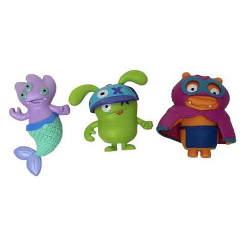 Hasbro Uglydolls PVC Mini Toy Action Figures Lot Of 3 With Clothes Hats Mermaid Cover