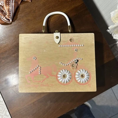 BOLSO DE CAJA DE MADERA "Carriage Trade" de colección ENID COLLINS, 1964, Collins Of Texas Foto 1 de 4