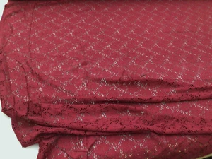 Tela bordada de encaje elástico transparente floral claro borgoña ZZ211 - Imagen 1 de 1