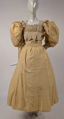 TURN OF THE C 维多利亚 MEGA MUTTON 袖黄色连衣裙 带 CHIFFON + 蕾丝饰边 — 第 1/4 张图片