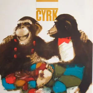 Maciej Urbaniec CYRK Plakat Zirkus Polen Pop Art Schimpansen Original Druck 1976 - Bild 1 von 3