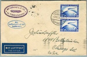 EDSROOM-5309 ZEPPELIN FLIGHT COVER 1928 Germany-NY-Chicago Germany pair Sc C36