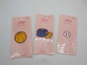 3 La Vogue Applique Iron On Patches Sports Baseball Cap Basketball - Picture 1 of 5