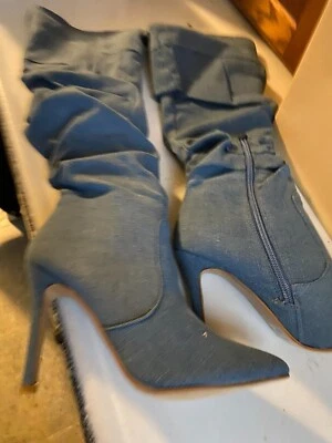 BOTAS DE AGUJA DENIM FRUNCIDAS PARA DAMA YORKI NUEVAS/ESTILO ALZA71 Foto 1 de 4