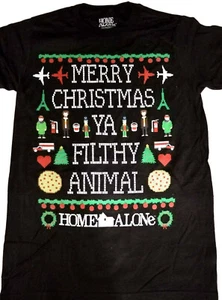 HOME ALONE MERRY CHRISTMAS YA FILTHY ANIMAL T-SHIRT MOVIE HOME ALONE BLACK NEW - Picture 1 of 2