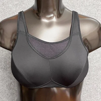 Sujetador deportivo Glamorise Sport 40C sin rebote camisola Elite inalámbrico ventilado negro Foto 1 de 4
