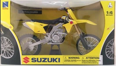 Newray SUZUKI RMZ 450 1:6 Die-Cast Motocross MX Toy Model Bike YELLOW - Image 1 of 4