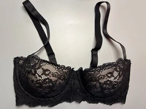 E et D 600 Balconette Bra with lace detailing 10 12 14 16 18 A B C D DD E Black - Picture 1 of 5