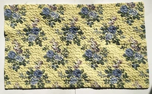 Laura Ashley LINLEY yellow blue floral quilted king pillow sham cottage country - Picture 1 of 9