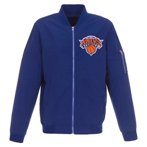 NBA New York Knicks JH Design Lightweight Nylon Bomber Jacket Royal Blue - Picture 1 of 3