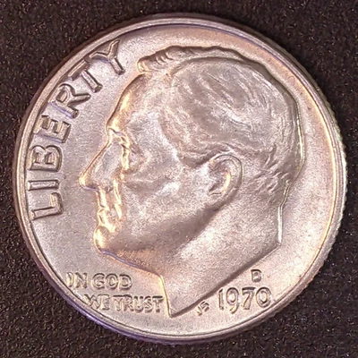 1970-P Roosevelt Dime 10C FS-901 Reverse of 1968-S Proof Variety Circulated - Image 1 of 3
