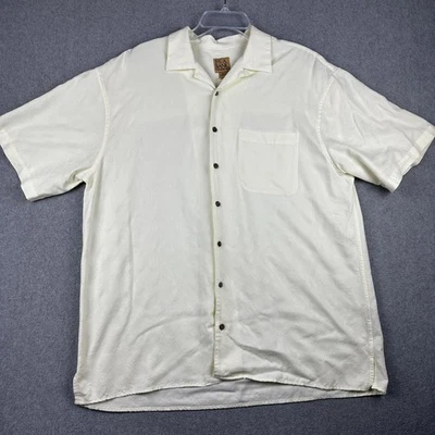 Jos A Bank Shirt Mens Extra Large Cream Palm Tree Camp Button Front Casual Loop - Image 1 of 4