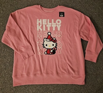 Рождественский магазин женщин XL толстовка Hello Kitty на Sanrio розовый MW новый - Изображение 1 из 4